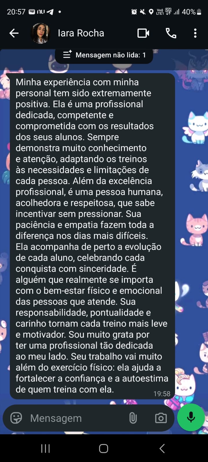 Depoimento de aluna
